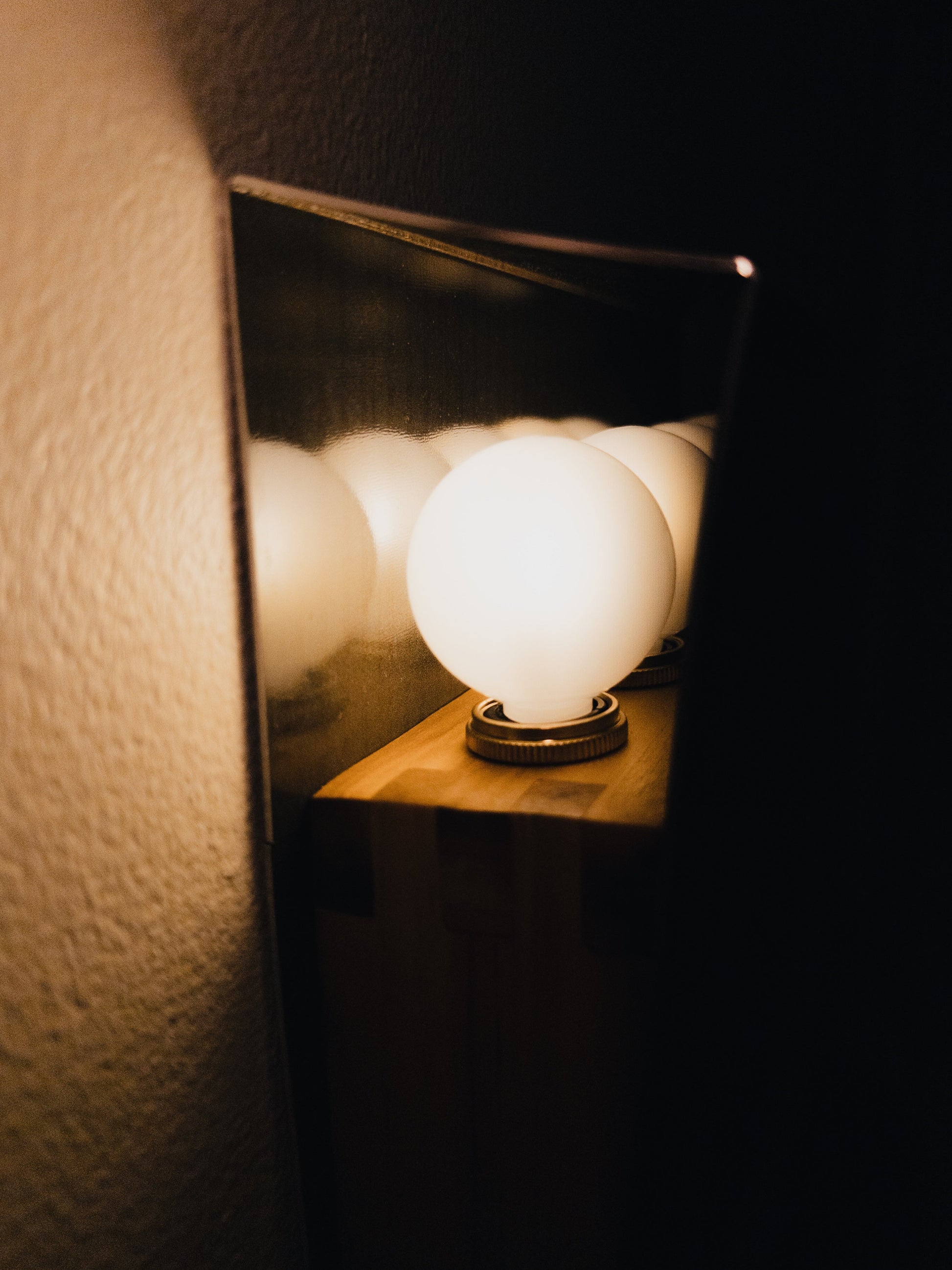 Glowing Bulb Retro Nostalgia Brass Wood MidCentury