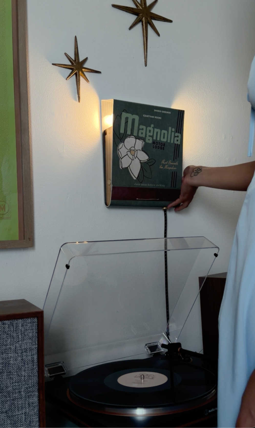 matchbook lamp design mid century vinyl turntable retro interior design